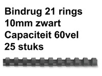 Bindrug GBC 10mm 21rings A4 zwart 25stuks