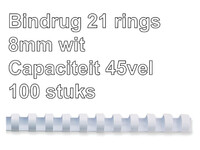 Bindrug GBC 8mm 21rings A4 wit 100stuks