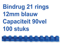 Bindrug Fellowes 12mm 21rings A4 blauw 100stuks