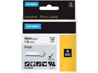 Labeltape Dymo Rhino 18054 vinyl 24mmx5.5m zwart op wit