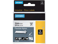 Labeltape Dymo Rhino 18489 nylon 19mmx3.5m zwart op wit