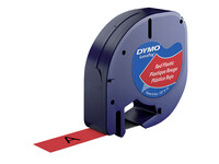 Labeltape Dymo letratag 91203 12mmx4m plastic zwart op rood