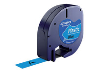 Labeltape Dymo letratag 91205 12mmx4m plastic zwart op blauw